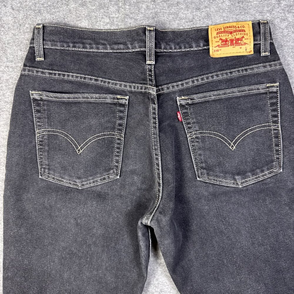 Vintage Levis Jeans Womens 12 Black 515 M Mis Boot Cut Low Rise Stretch Faded - Picture 10 of 11